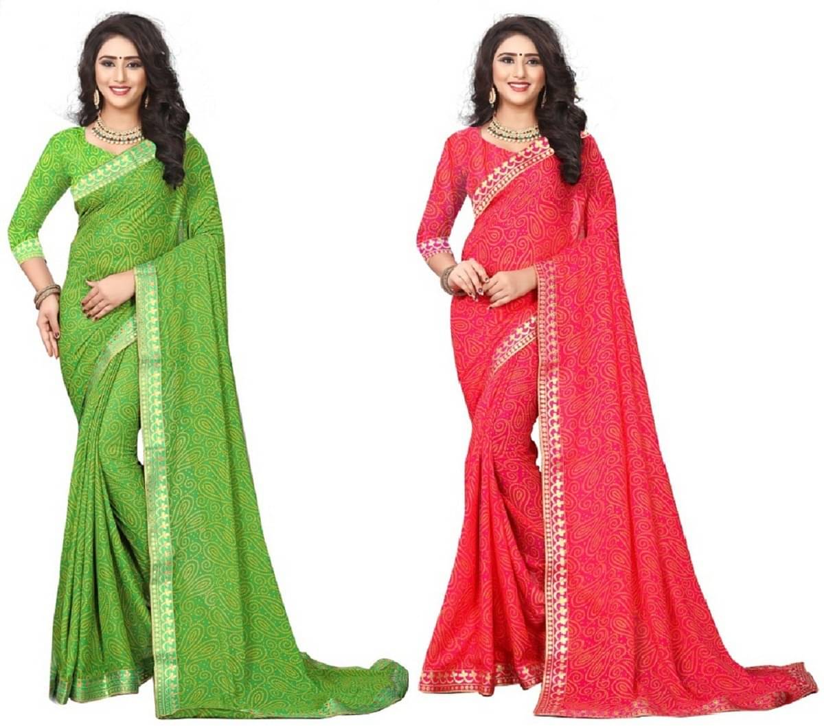     			Kanooda Prints Georgette Printed Saree With Unstitched Blouse Piece ( Green )