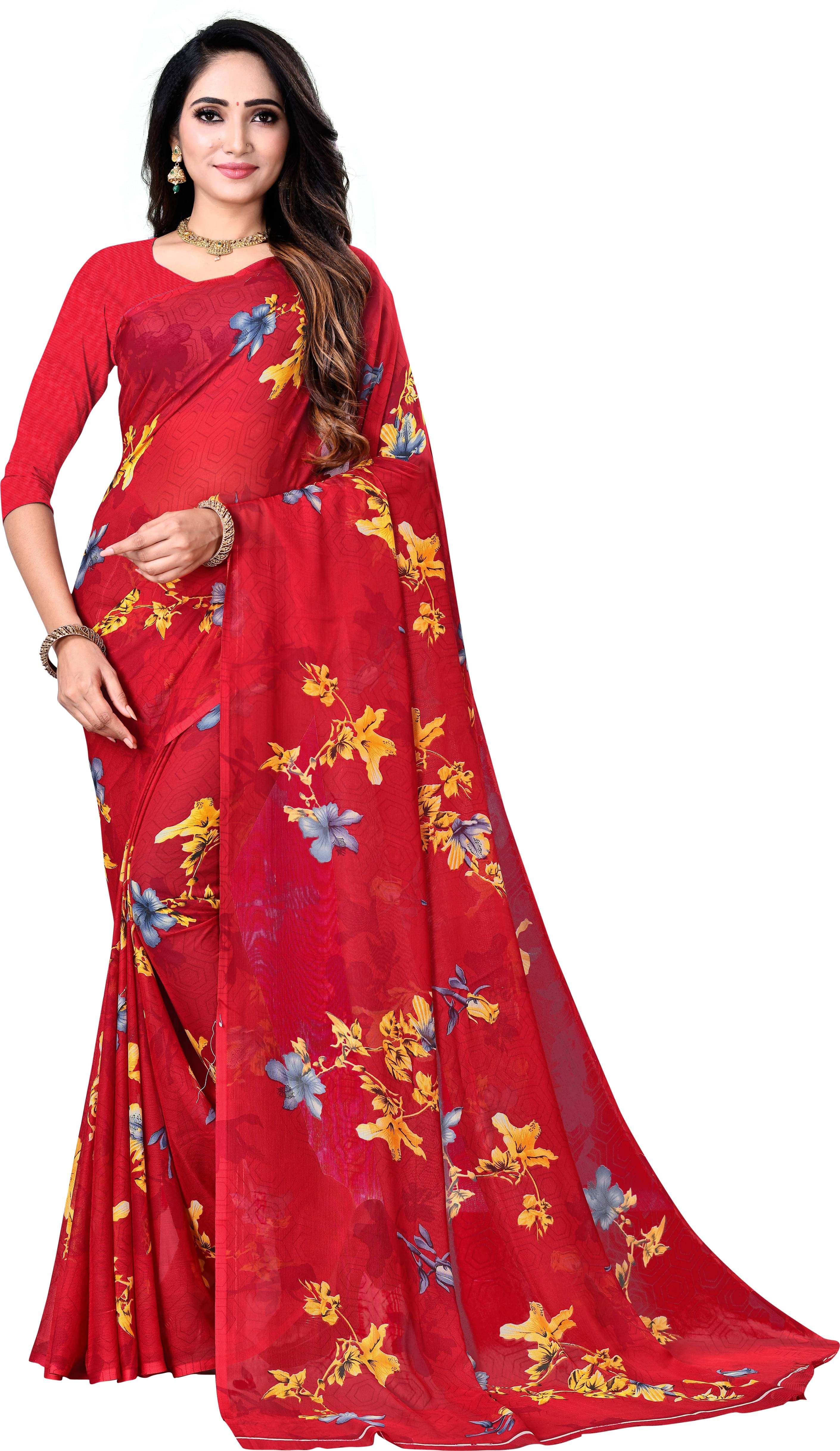 Kanooda Prints Georgette Printed Saree With Unstitched Blouse Piece ( Green ) Kanooda Prints Georgette Printed Saree With Unstitched Blouse Piece ( Green )