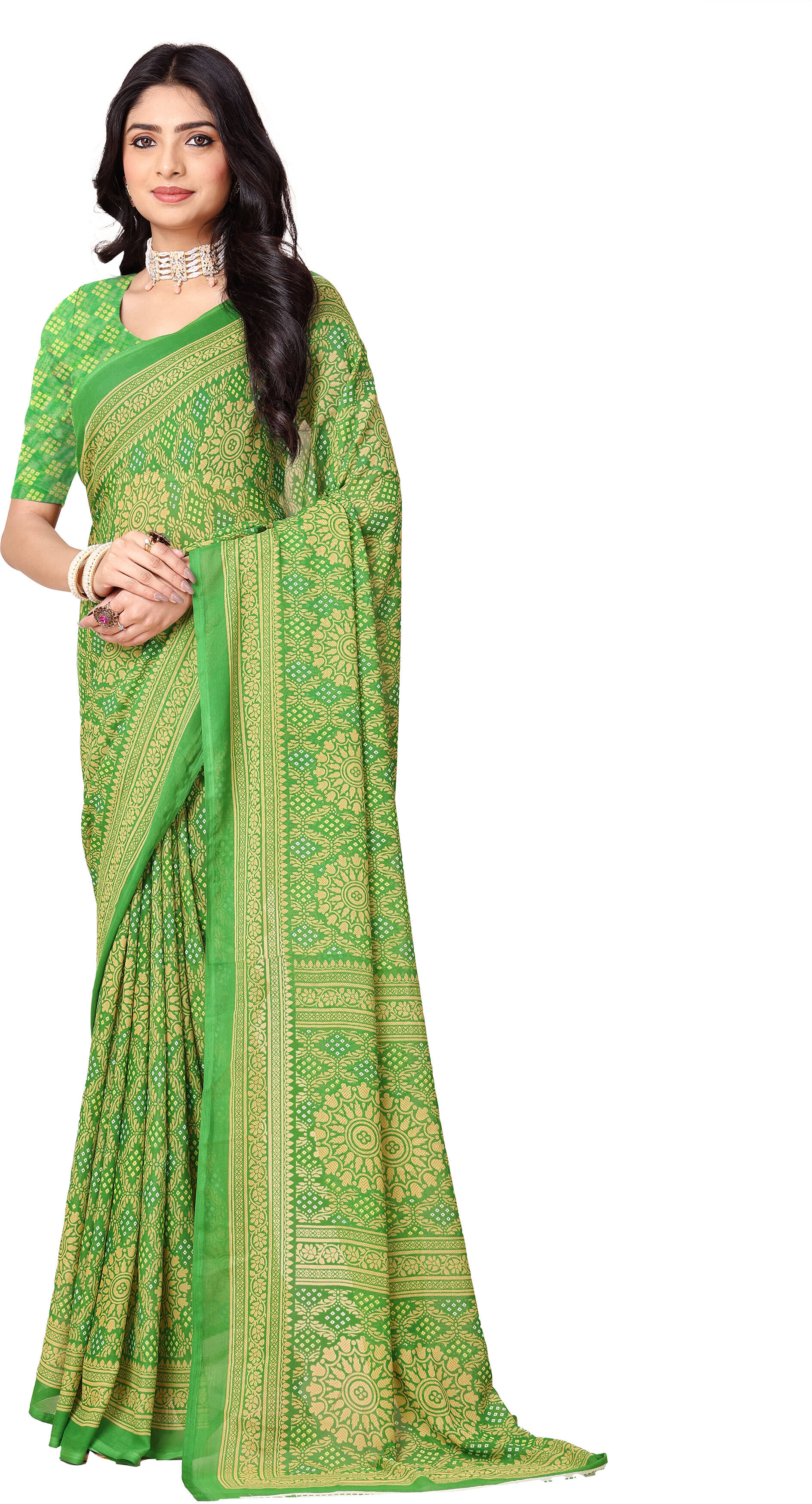 Kanooda Prints Georgette Printed Saree With Unstitched Blouse Piece ( Multicolor ) Kanooda Prints Georgette Printed Saree With Unstitched Blouse Piece ( Multicolor )