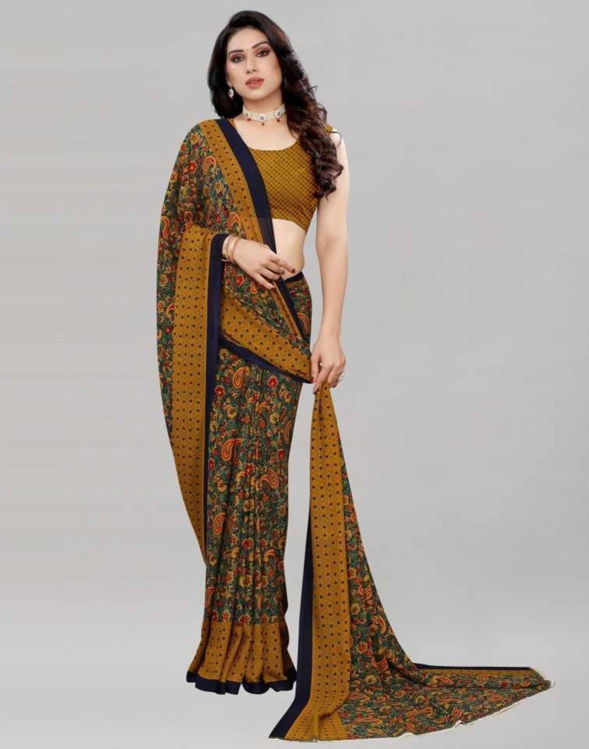 Kanooda Prints Georgette Printed Saree With Unstitched Blouse Piece ( Green ) Kanooda Prints Georgette Printed Saree With Unstitched Blouse Piece ( Green )