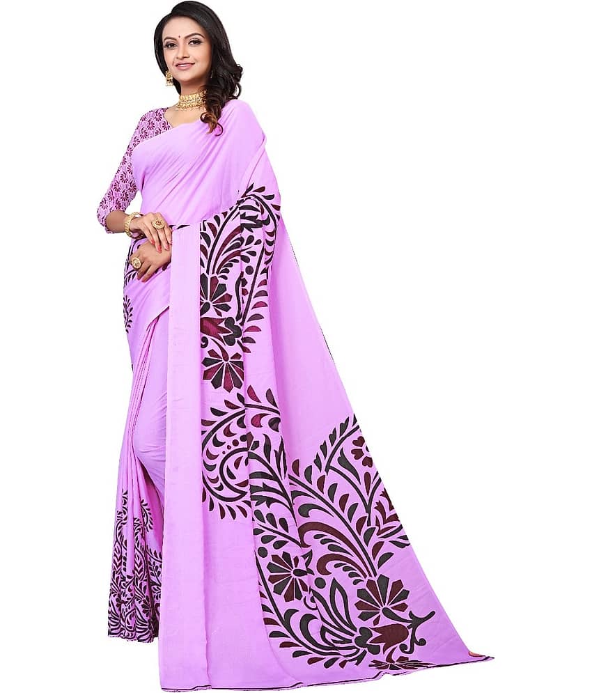 Kanooda Prints Georgette Printed Saree With Unstitched Blouse Piece ( Light Blue ) - Sarees | Buy online on ZillyBuy