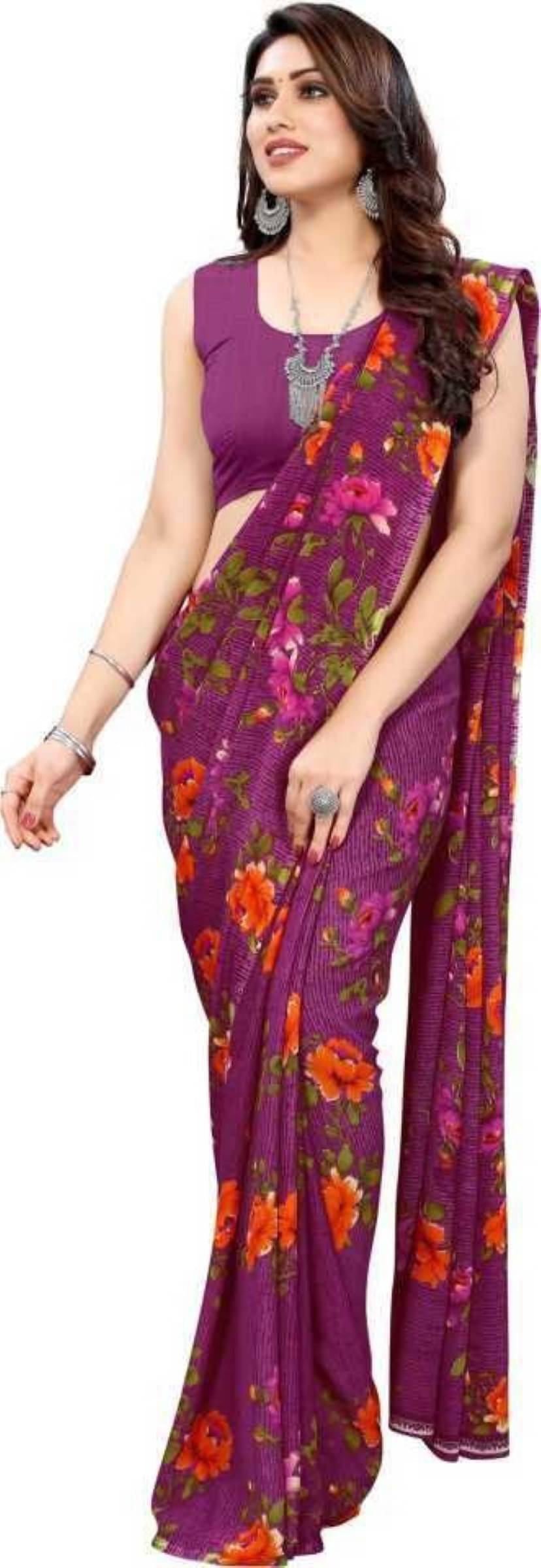     			Kanooda Prints Georgette Printed Saree With Unstitched Blouse Piece ( Multicolor )