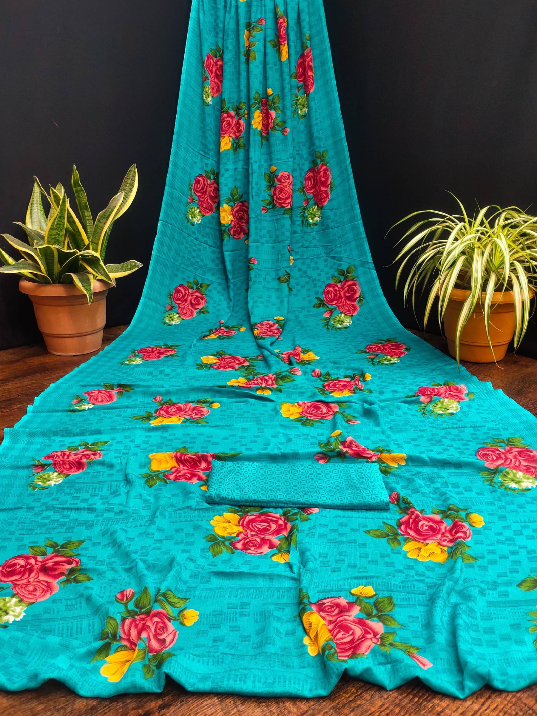     			Kanooda Prints Georgette Printed Saree With Unstitched Blouse Piece ( Multicolor )