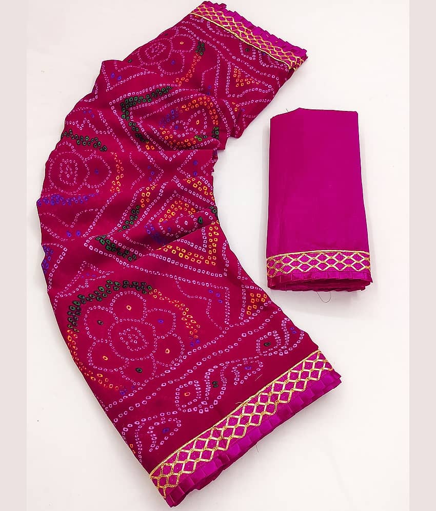 Kanooda Prints Georgette Printed Saree With Unstitched Blouse Piece ( Pink ) - Sarees | Buy online on ZillyBuy