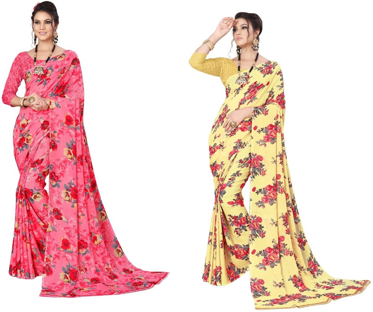 Kanooda Prints Georgette Printed Saree With Unstitched Blouse Piece ( Multicolor ) Kanooda Prints Georgette Printed Saree With Unstitched Blouse Piece ( Multicolor )
