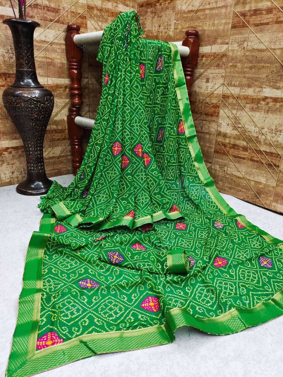 Kanooda Prints Georgette Printed Saree With Unstitched Blouse Piece ( Green ) Kanooda Prints Georgette Printed Saree With Unstitched Blouse Piece ( Green )