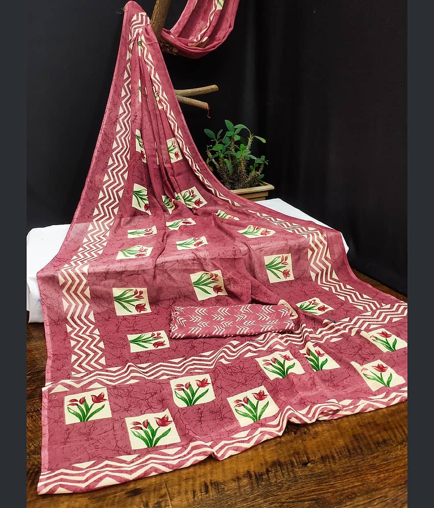 Kanooda Prints Georgette Printed Saree With Unstitched Blouse Piece ( Maroon ) - Sarees | Buy online on ZillyBuy