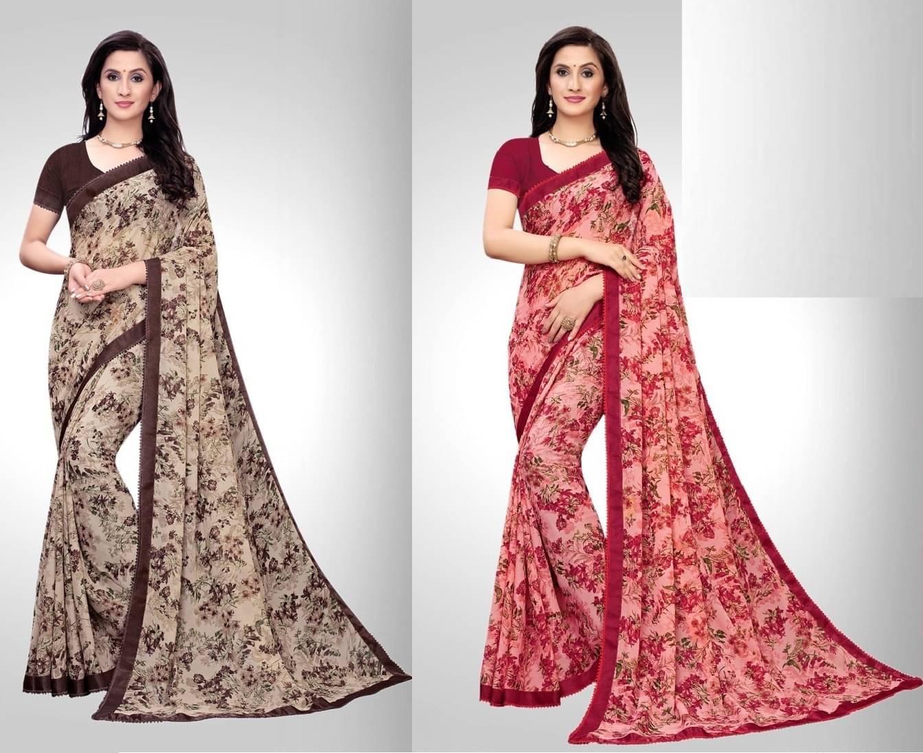 Kanooda Prints Georgette Printed Saree With Unstitched Blouse Piece ( Multicolor ) Kanooda Prints Georgette Printed Saree With Unstitched Blouse Piece ( Multicolor )