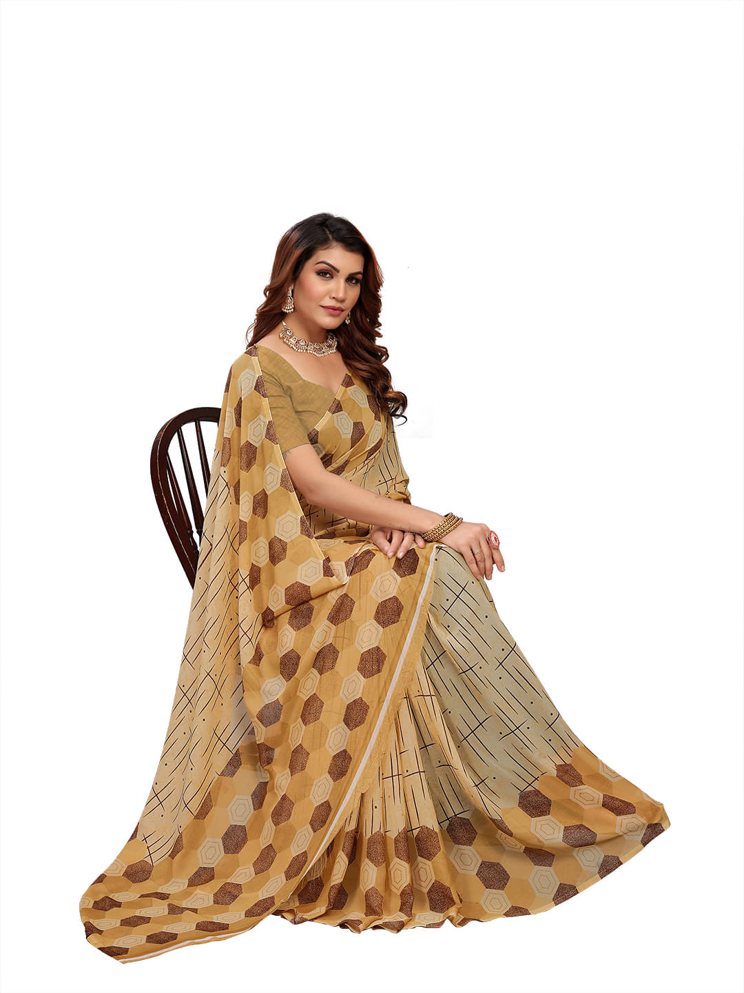     			Kanooda Prints Georgette Printed Saree With Unstitched Blouse Piece ( Multicolor )