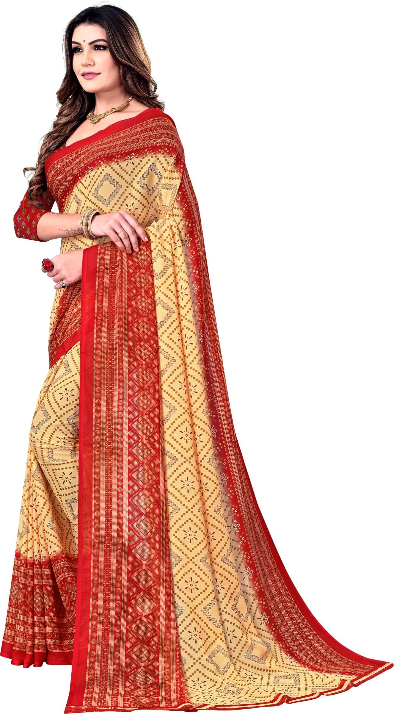 Kanooda Prints Georgette Printed Saree With Unstitched Blouse Piece ( Green ) Kanooda Prints Georgette Printed Saree With Unstitched Blouse Piece ( Green )