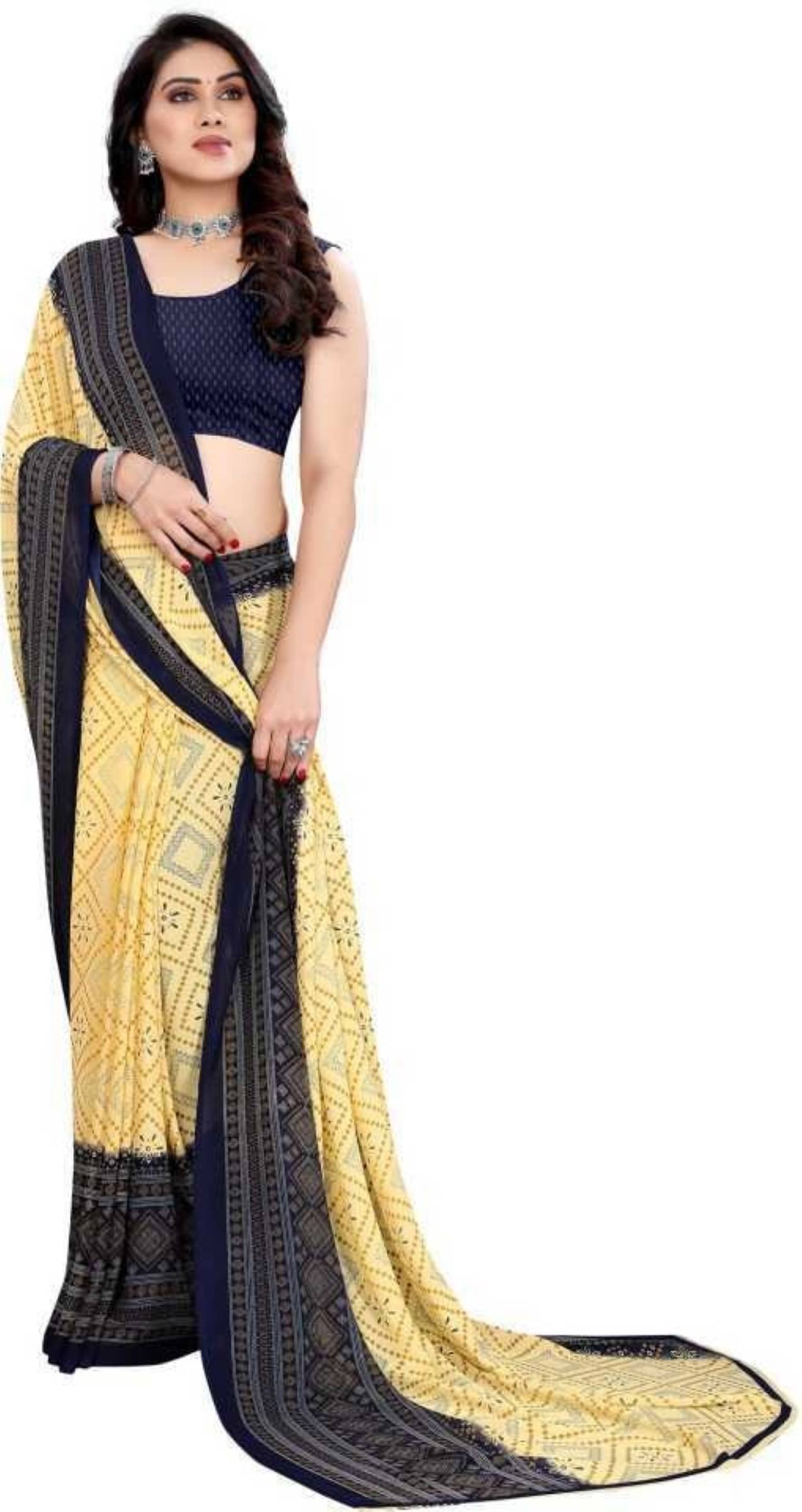 Kanooda Prints Georgette Printed Saree With Unstitched Blouse Piece ( Beige ) Kanooda Prints Georgette Printed Saree With Unstitched Blouse Piece ( Beige )