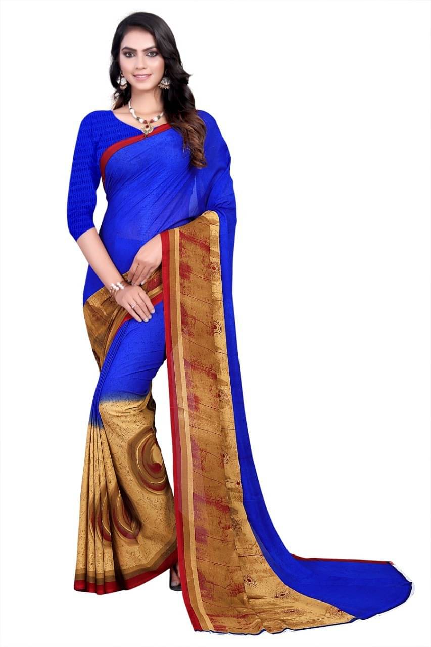     			Kanooda Prints Georgette Printed Saree With Unstitched Blouse Piece ( Pink )