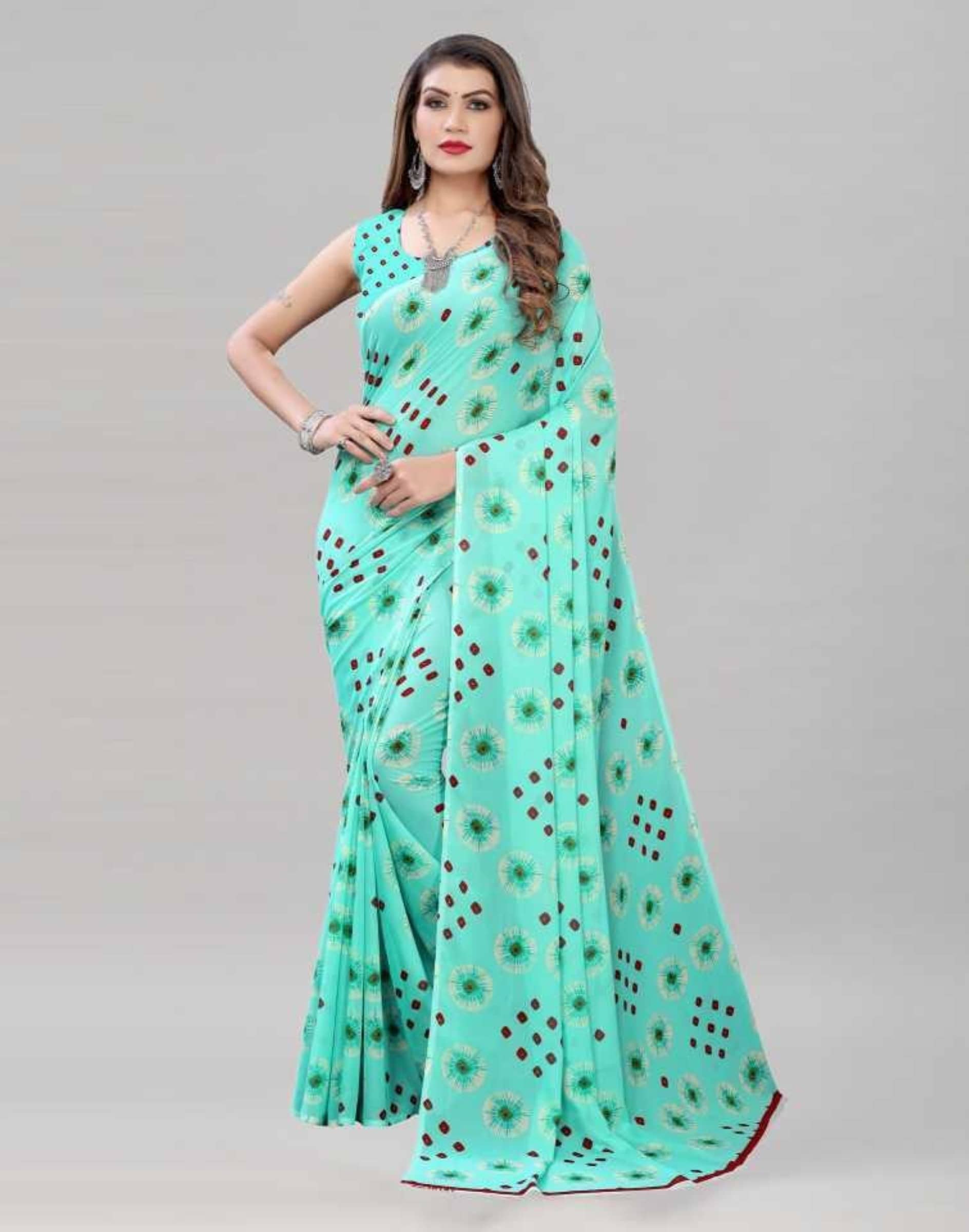 Kanooda Prints Georgette Printed With Unstitched Blouse Piece ( Navy Blue ) - Sarees | Buy online on ZillyBuy