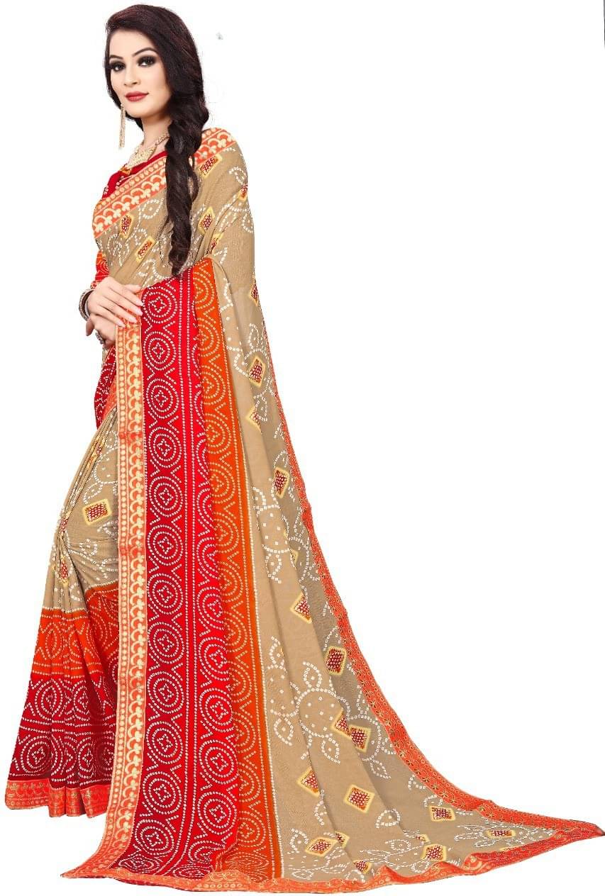 Kanooda Prints Georgette Printed Saree With Unstitched Blouse Piece ( Multicolor ) Kanooda Prints Georgette Printed Saree With Unstitched Blouse Piece ( Multicolor )