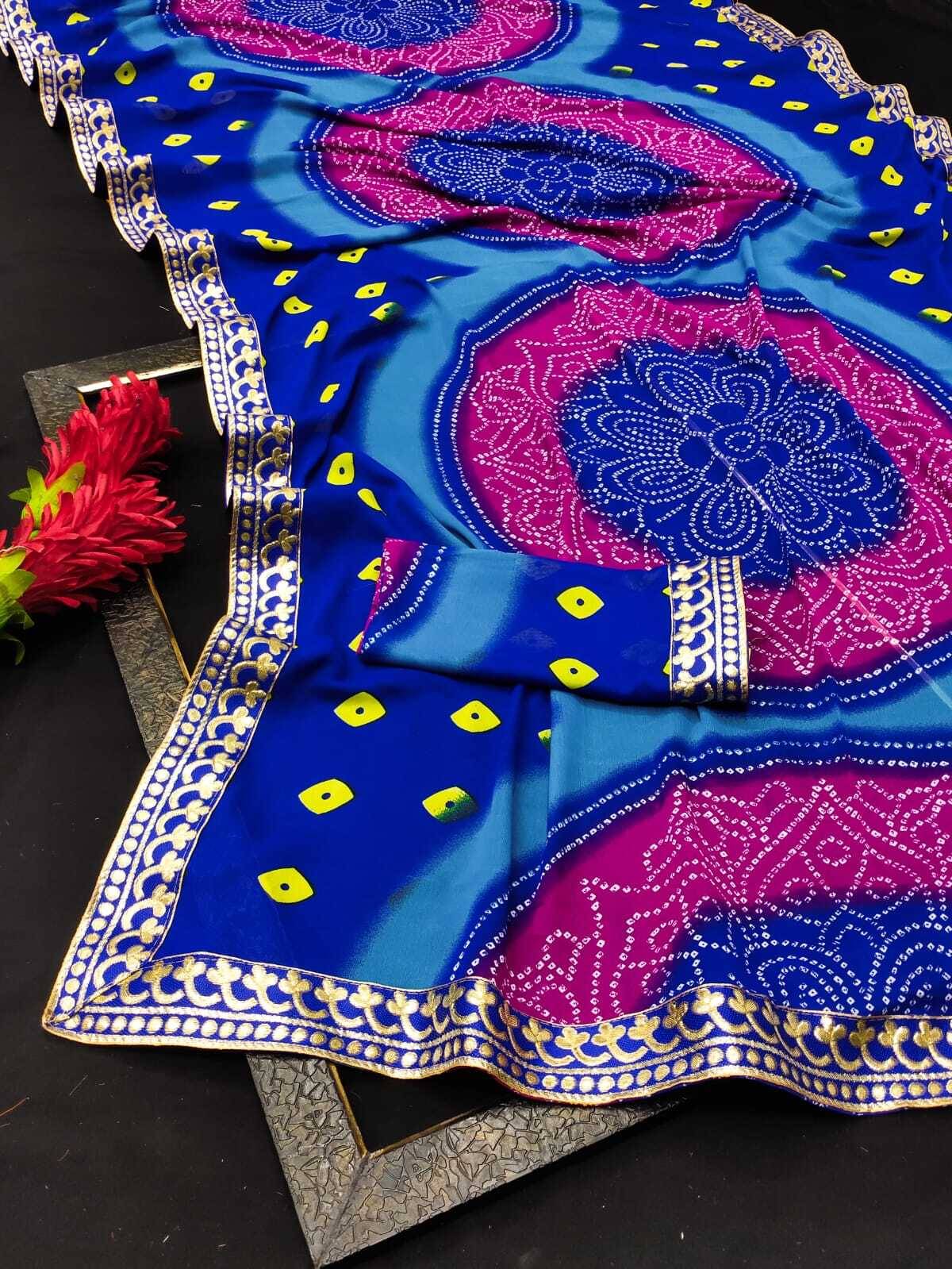     			Kanooda Prints Georgette Printed Saree With Unstitched Blouse Piece ( Blue )