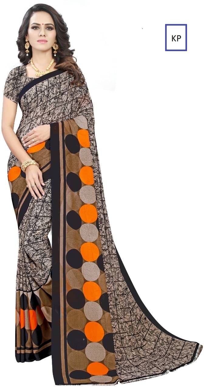     			Kanooda Prints Georgette Printed Saree With Unstitched Blouse Piece ( Multicolor )
