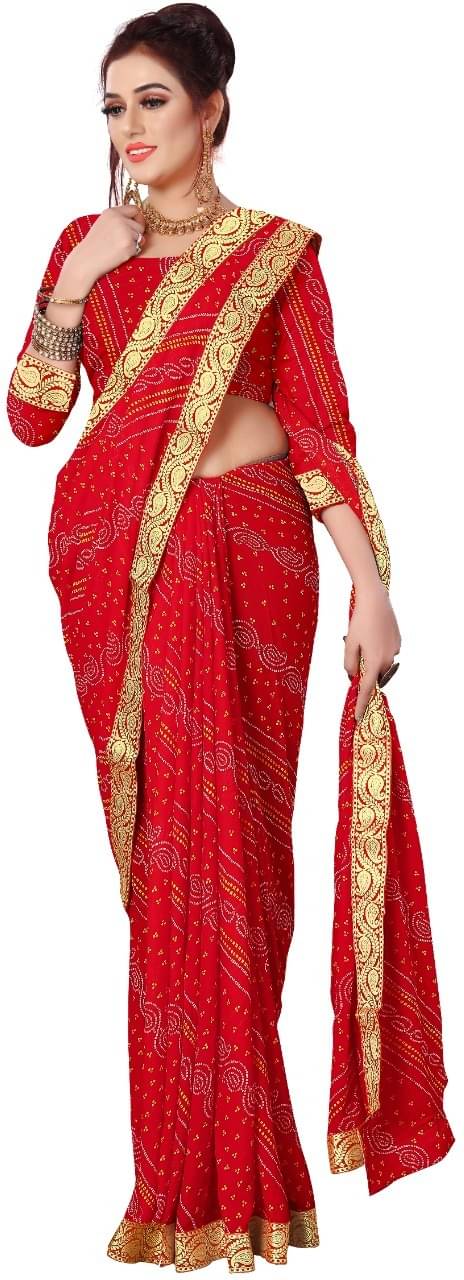 Kanooda Prints Georgette Printed Saree With Unstitched Blouse Piece ( Red ) Kanooda Prints Georgette Printed Saree With Unstitched Blouse Piece ( Red )