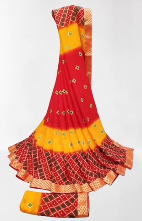Kanooda Prints Georgette Printed Saree With Unstitched Blouse Piece ( Orange ) Kanooda Prints Georgette Printed Saree With Unstitched Blouse Piece ( Orange )