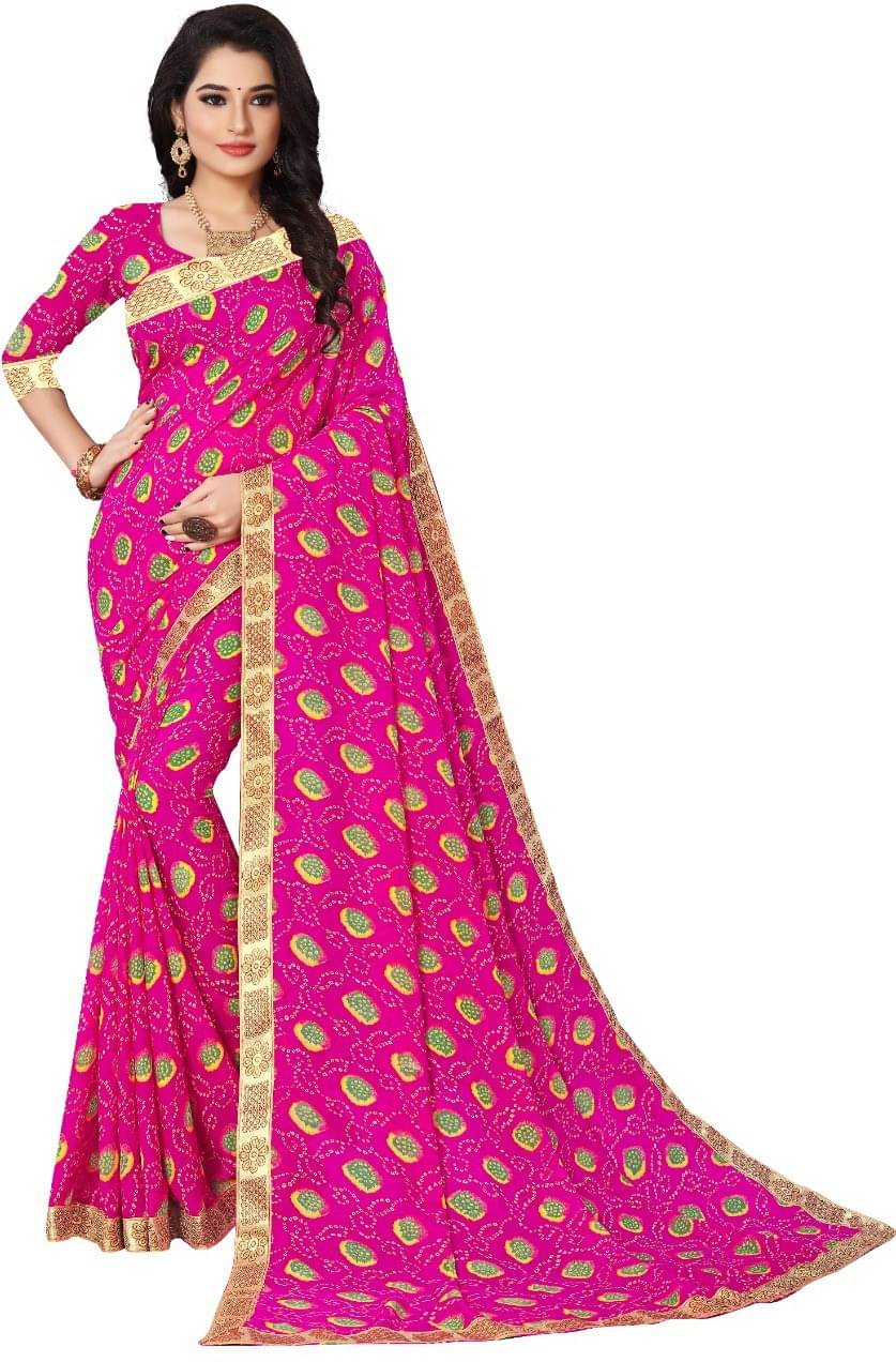 Kanooda Prints Georgette Printed Saree With Unstitched Blouse Piece ( Pink )     			Kanooda Prints Georgette Printed Saree With Unstitched Blouse Piece ( Pink )