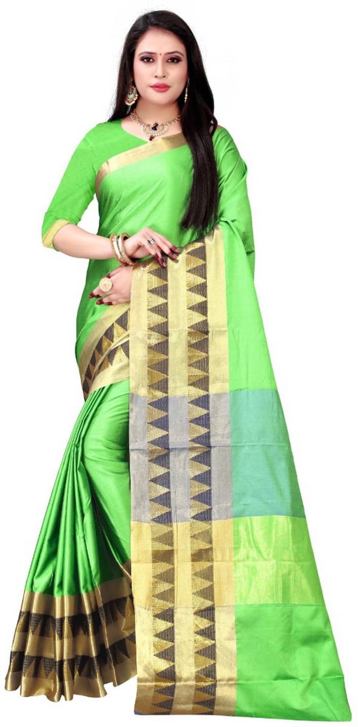Kanooda Prints Jacquard Woven Saree With Unstitched Blouse Piece ( Multicolor ) - Sarees | Buy online on ZillyBuy