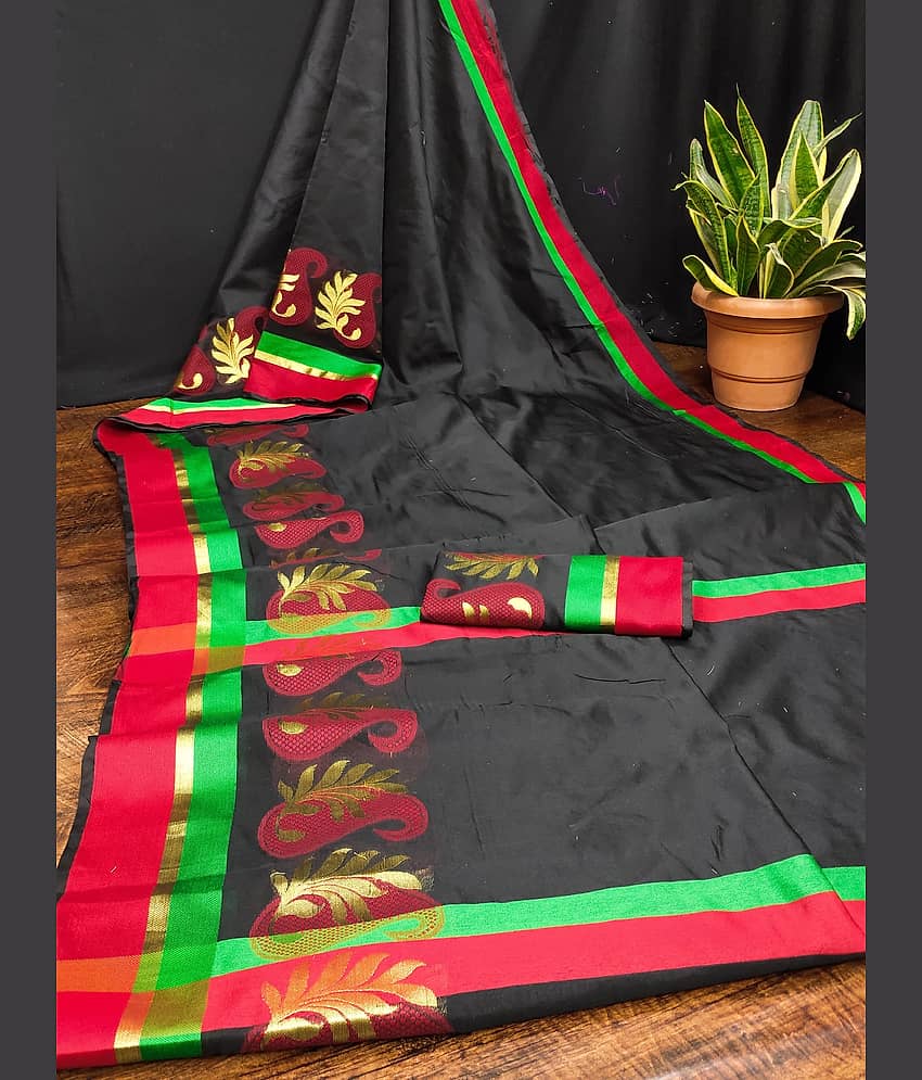Kanooda Prints Jacquard Woven Saree With Unstitched Blouse Piece ( Multicolor ) - Sarees | Buy online on ZillyBuy