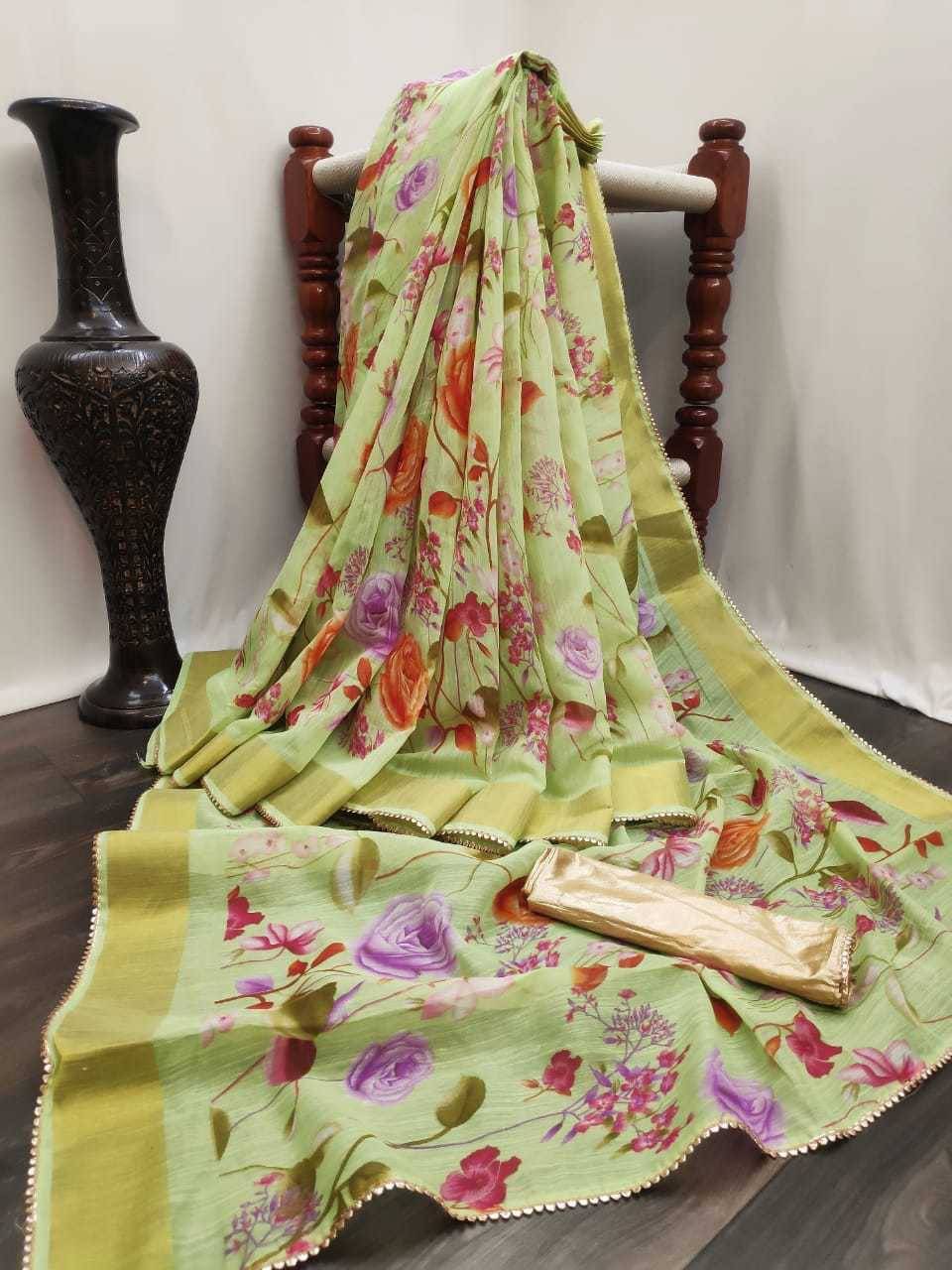 Kanooda Prints Linen Printed Saree With Unstitched Blouse Piece ( Multicolor ) Kanooda Prints Linen Printed Saree With Unstitched Blouse Piece ( Multicolor )