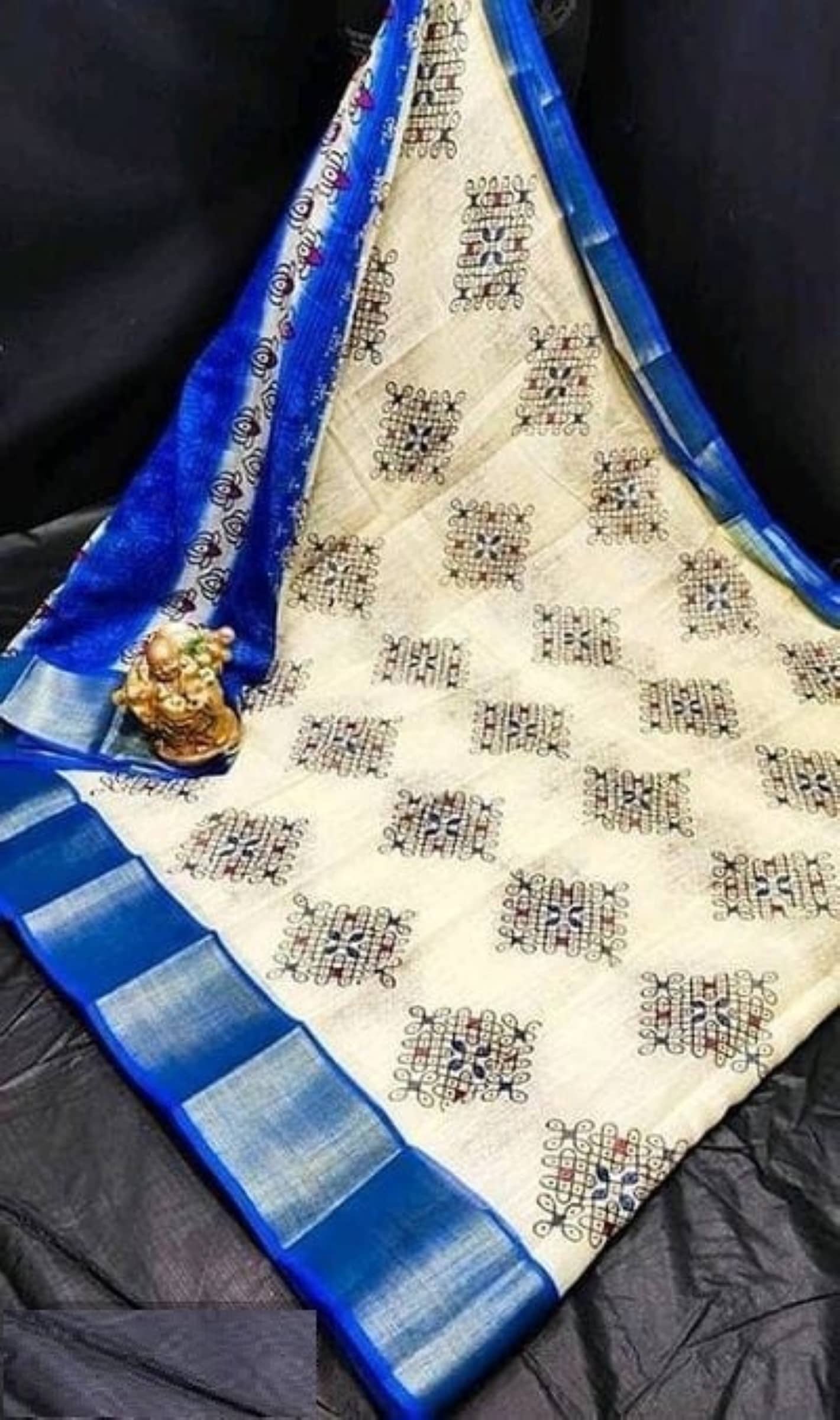 Kanooda Prints Linen Woven Saree With Unstitched Blouse Piece ( Multicolor ) - Sarees | Buy online on ZillyBuy