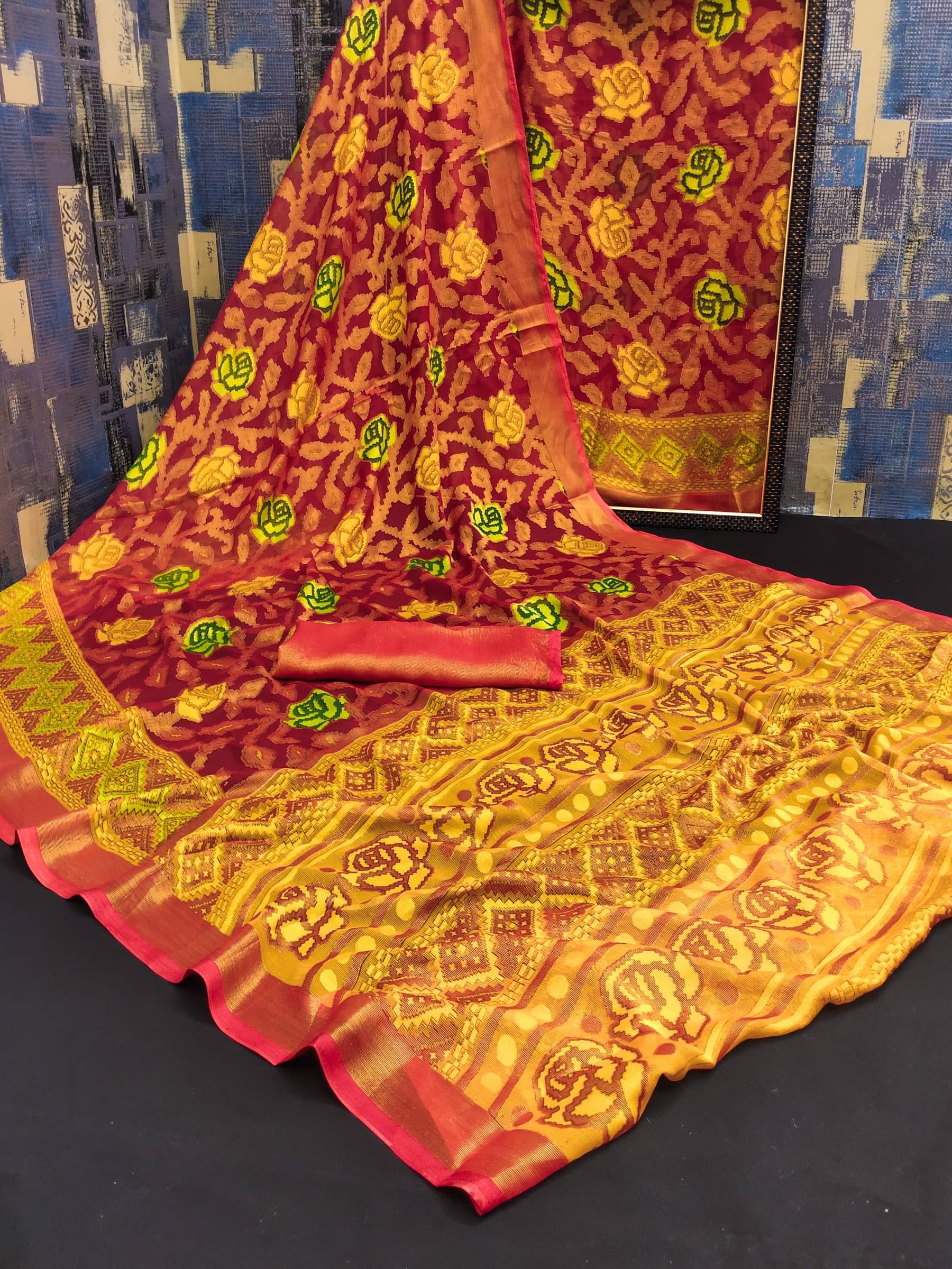Kanooda Prints Net Printed Saree With Unstitched Blouse Piece ( Multicolor ) Kanooda Prints Net Printed Saree With Unstitched Blouse Piece ( Multicolor )