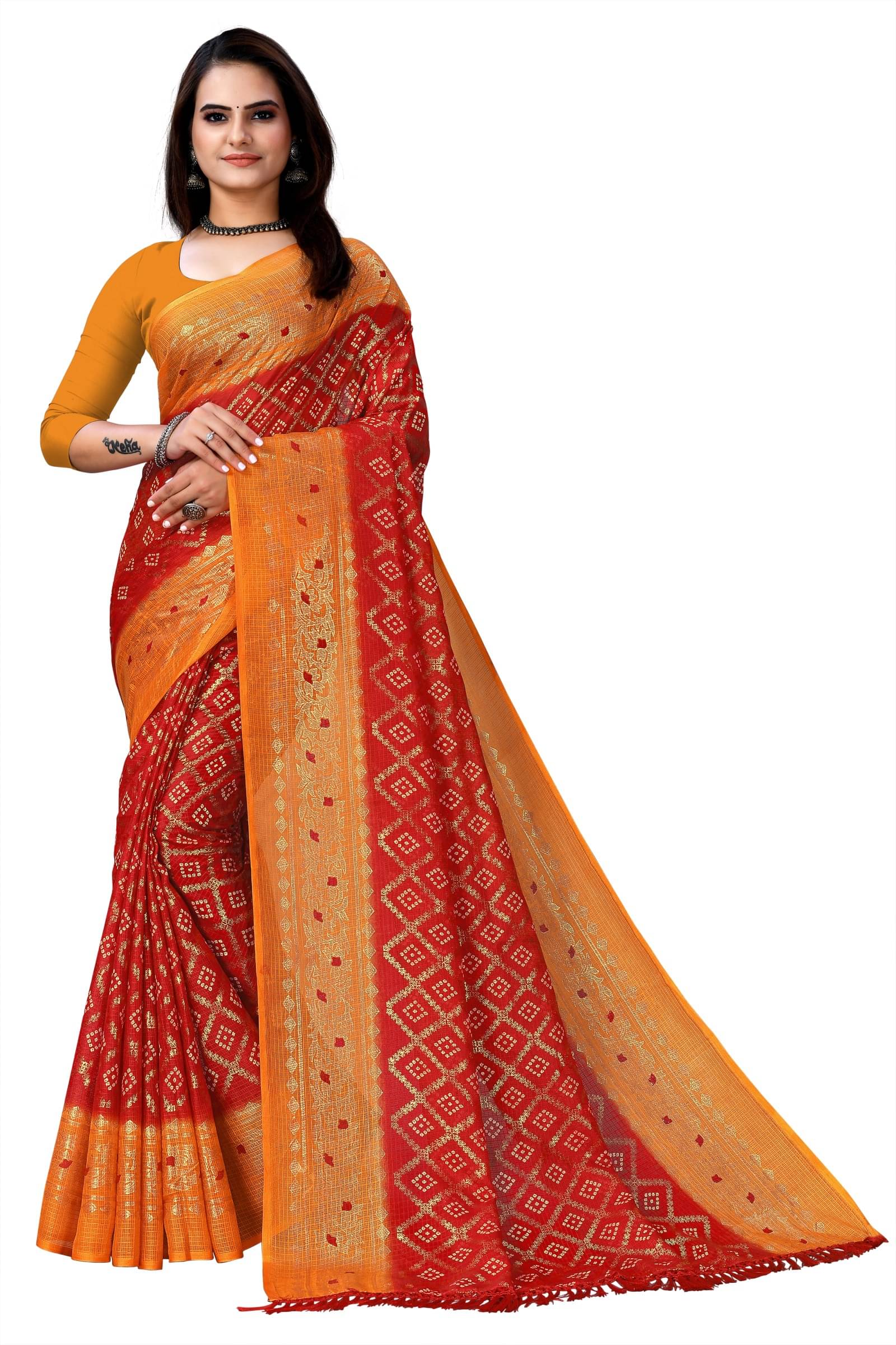 Kanooda Prints Net Printed Saree With Unstitched Blouse Piece ( Multicolor ) Kanooda Prints Net Printed Saree With Unstitched Blouse Piece ( Multicolor )