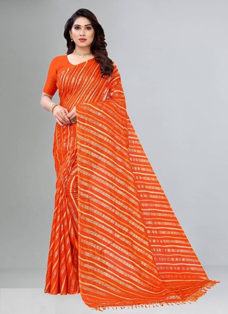 Kanooda Prints Net Printed Saree With Unstitched Blouse Piece ( Orange ) Kanooda Prints Net Printed Saree With Unstitched Blouse Piece ( Orange )