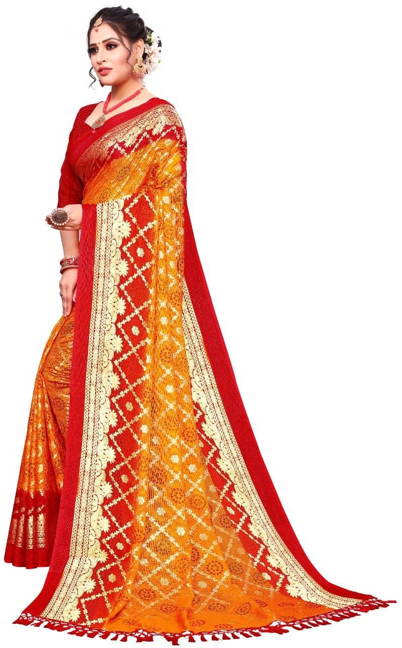 Kanooda Prints Net Woven Saree With Unstitched Blouse Piece ( Yellow ) Kanooda Prints Net Woven Saree With Unstitched Blouse Piece ( Yellow )
