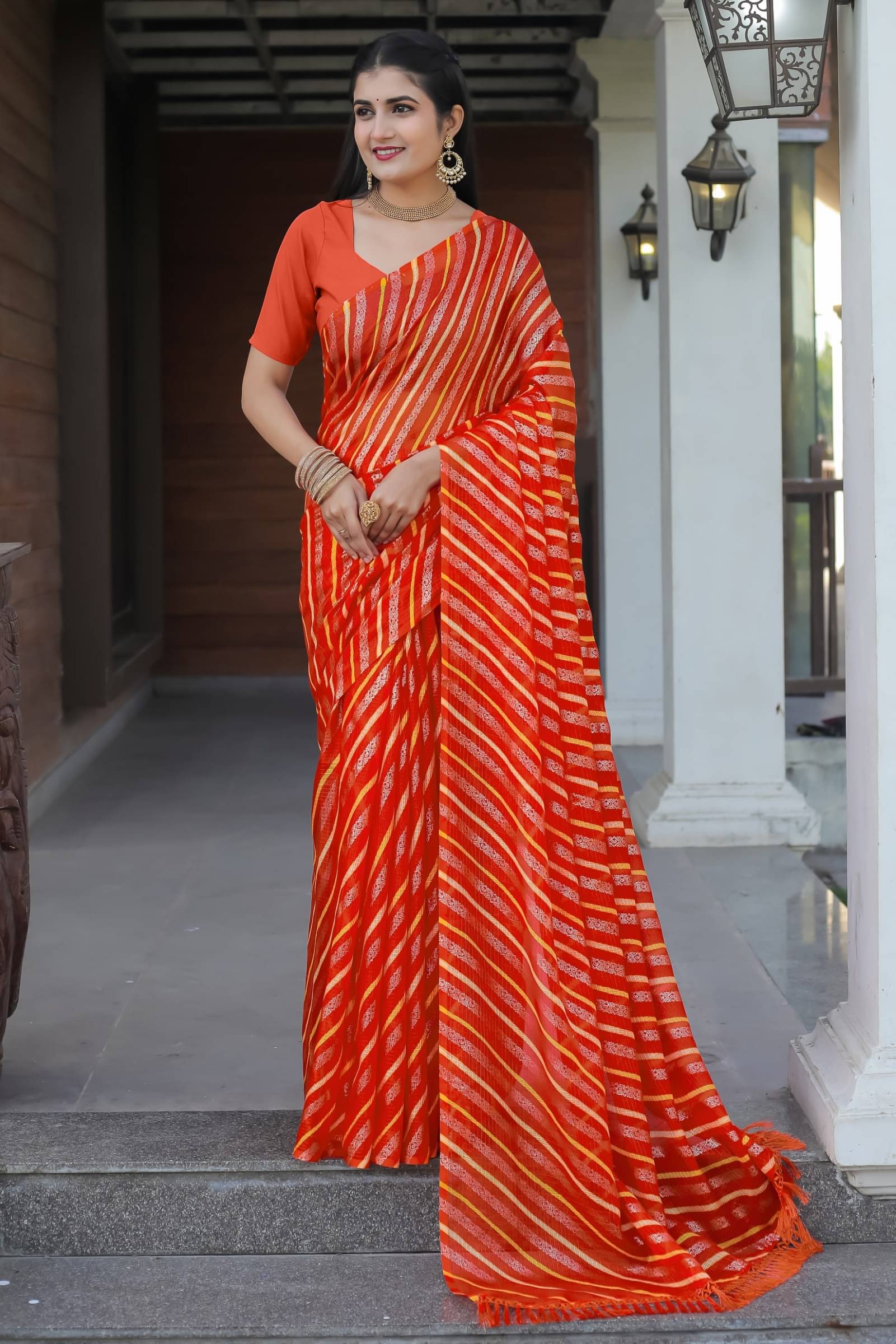 Kanooda Prints Net Woven Saree With Unstitched Blouse Piece ( Multicolor )     			Kanooda Prints Net Woven Saree With Unstitched Blouse Piece ( Multicolor )