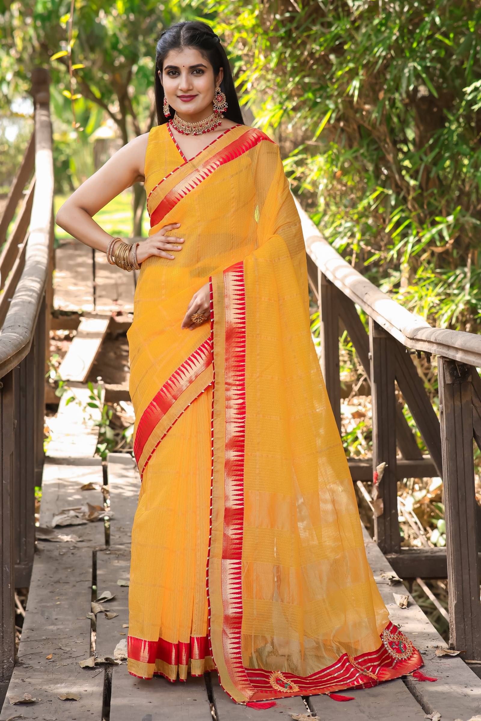 Kanooda Prints Net Woven Saree With Unstitched Blouse Piece ( Yellow ) Kanooda Prints Net Woven Saree With Unstitched Blouse Piece ( Yellow )