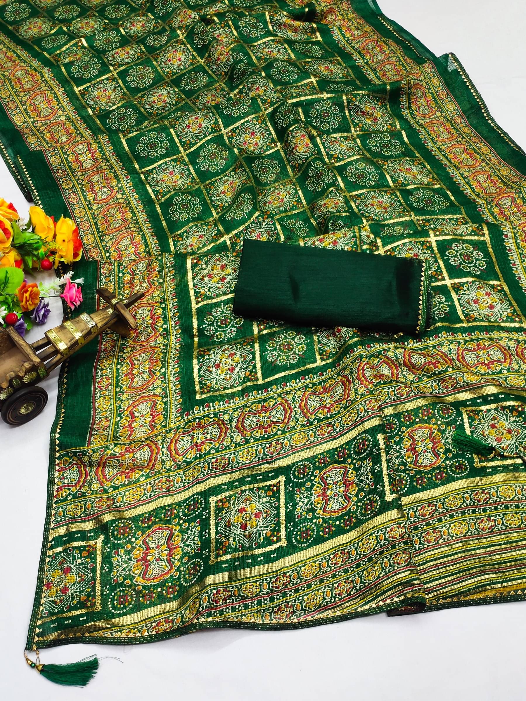 Kanooda Prints Net Woven Saree With Unstitched Blouse Piece ( Multicolor ) Kanooda Prints Net Woven Saree With Unstitched Blouse Piece ( Multicolor )