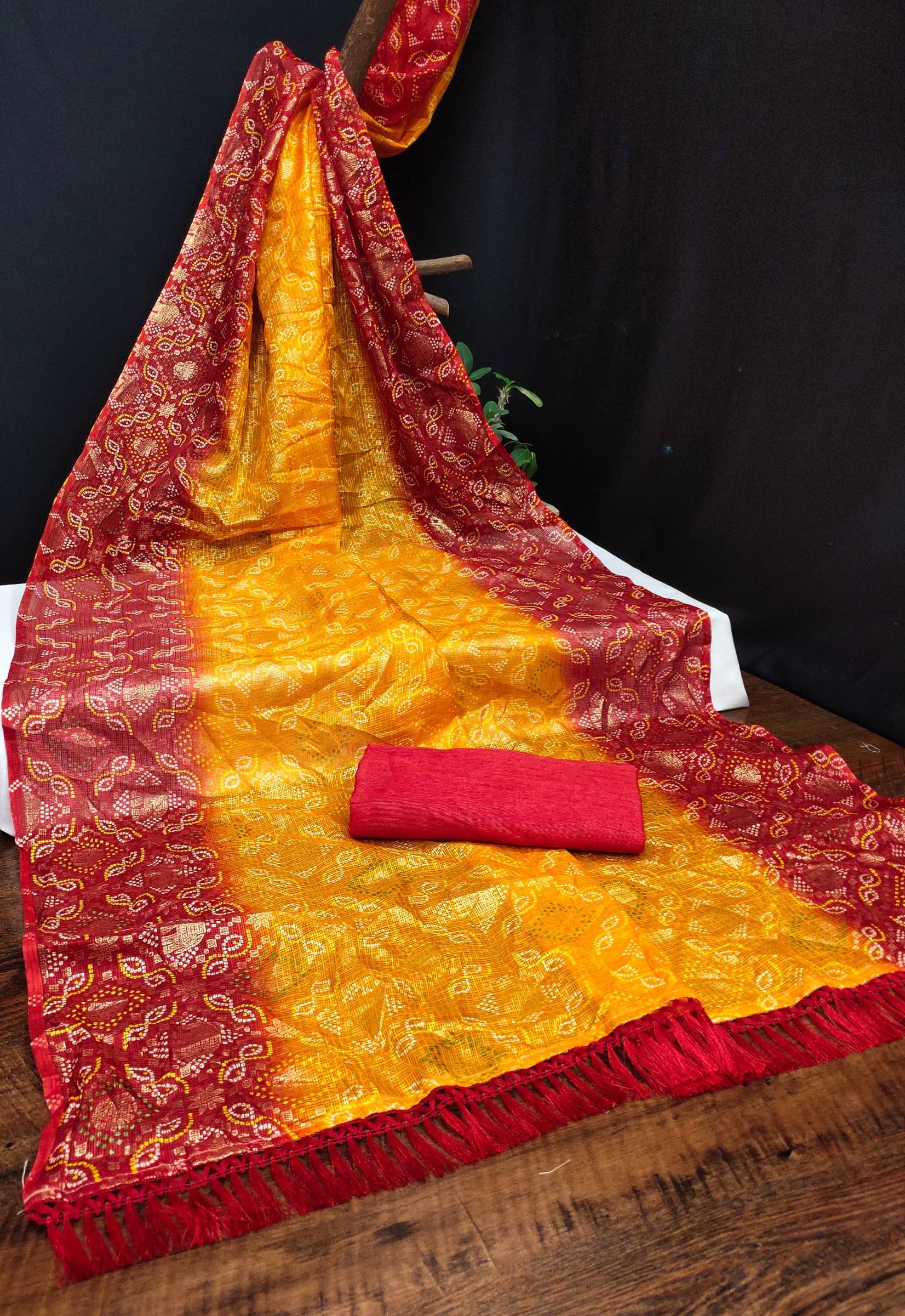 Kanooda Prints Net Woven Saree With Unstitched Blouse Piece ( Multicolor ) Kanooda Prints Net Woven Saree With Unstitched Blouse Piece ( Multicolor )