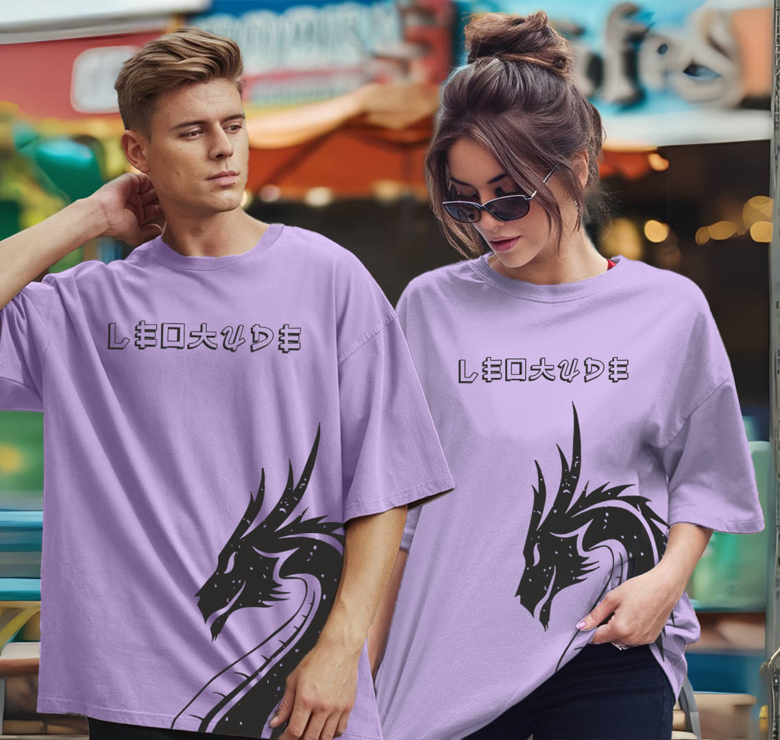 Leotude Purple Blended Oversized Fit Couple T-Shirt Leotude Purple Blended Oversized Fit Couple T-Shirt