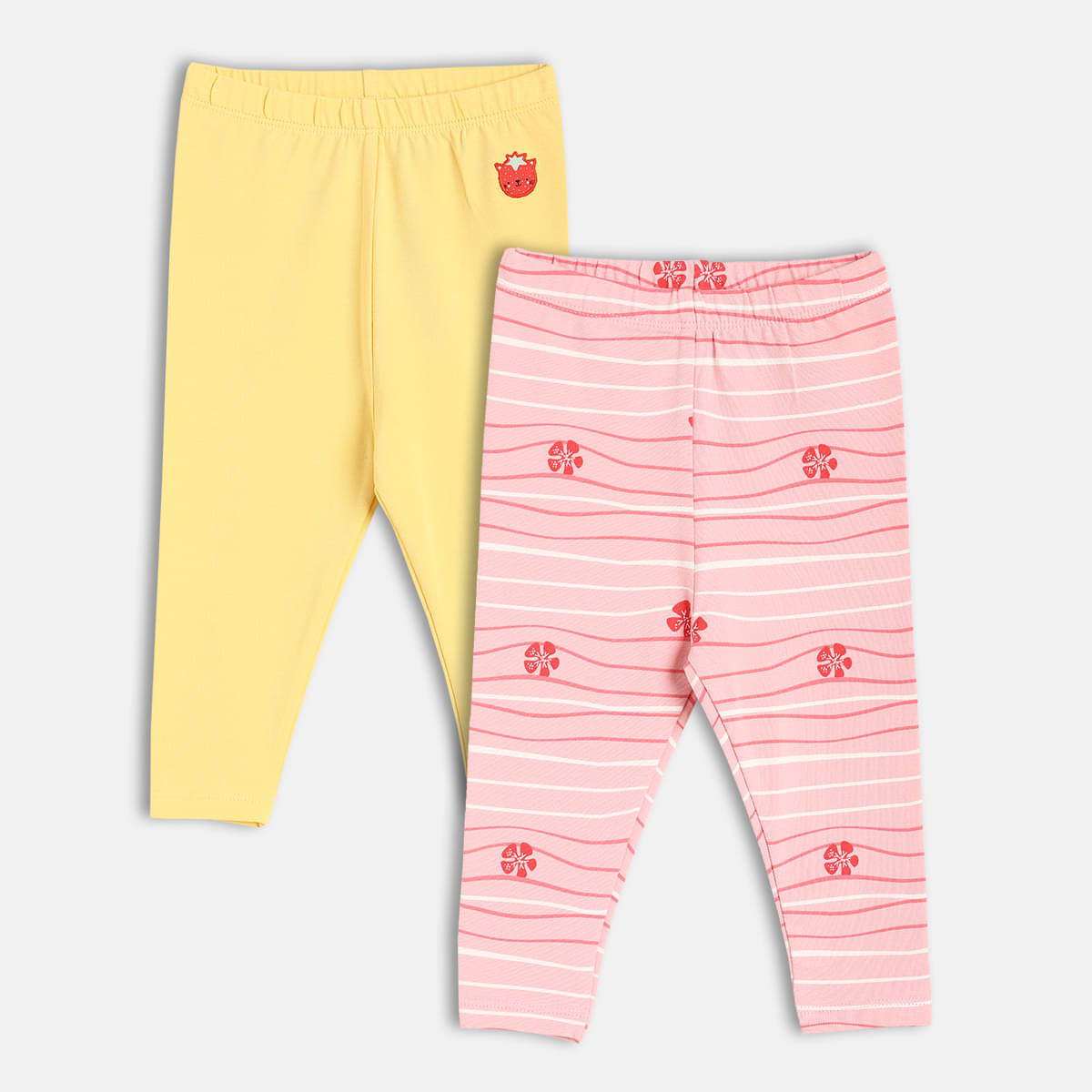     			MINI KLUB Pack of 2 Baby Girls Cotton Legging ( Multicolor )