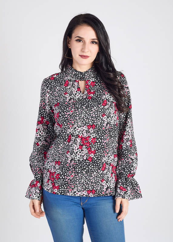 Mantra Fashion Women's Black Floral Full Sleeve Top ( Pack of 1) Mantra Fashion Women's Black Floral Full Sleeve Top ( Pack of 1)