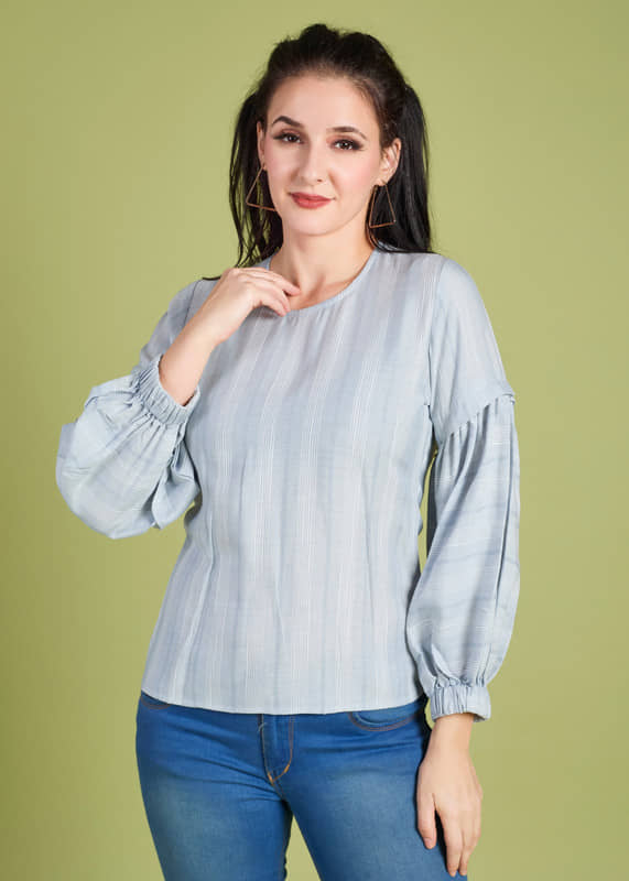 Mantra Fashion Women's Blue Cotton Solid Top ( Pack of 1 )