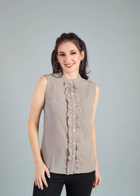 Mantra Fashion Women's Polyester Regular Top ( Grey )