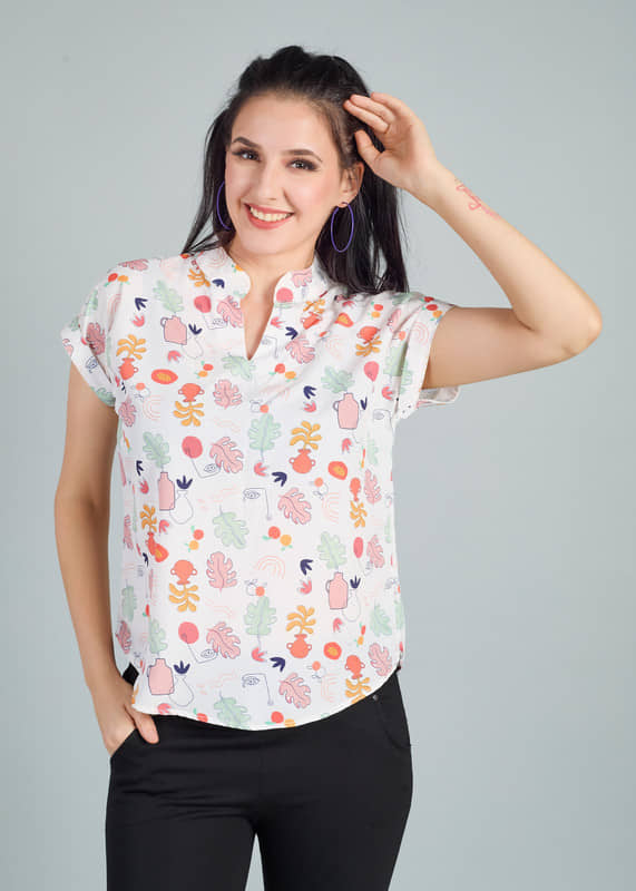 Mantra Fashion Women's Polyester Regular Top ( White )