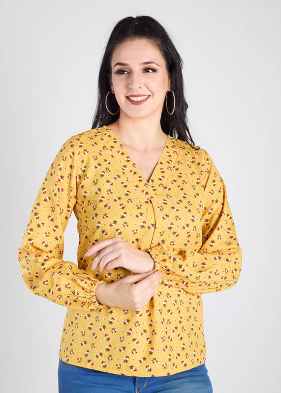Mantra Fashion Women's Yellow Full sleeve V neck Top ( Pack of 1) Mantra Fashion Women's Yellow Full sleeve V neck Top ( Pack of 1)