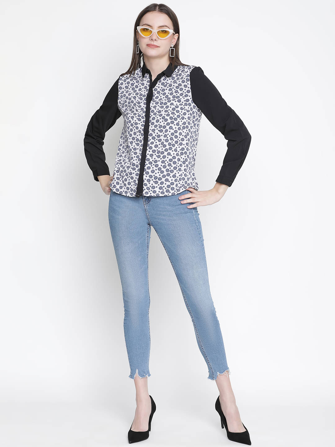 Oxolloxo Women Printed Polyester Shirt ( White )     			Oxolloxo Women Printed Polyester Shirt ( White )