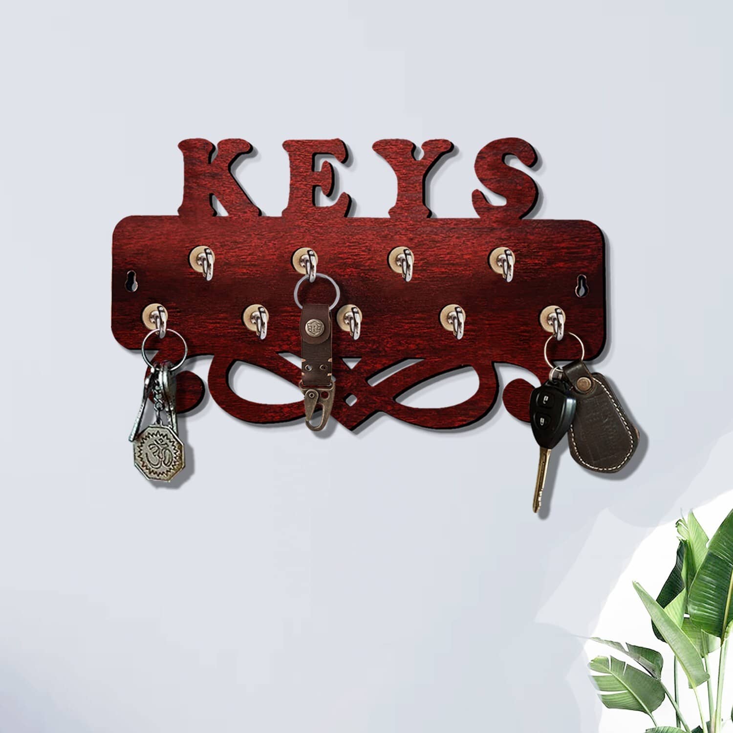 Phirki Studio Brown Wood Key Holder - Pack of 1