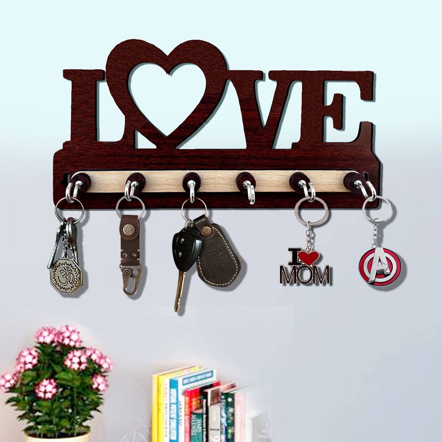     			Phirki Studio Brown Wood Key Holder - Pack of 1