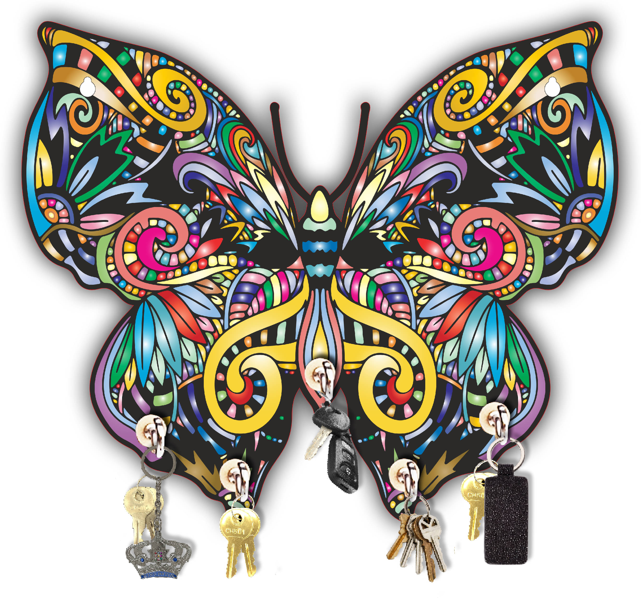     			Phirki Studio Multicolour Wood Key Holder - Pack of 1