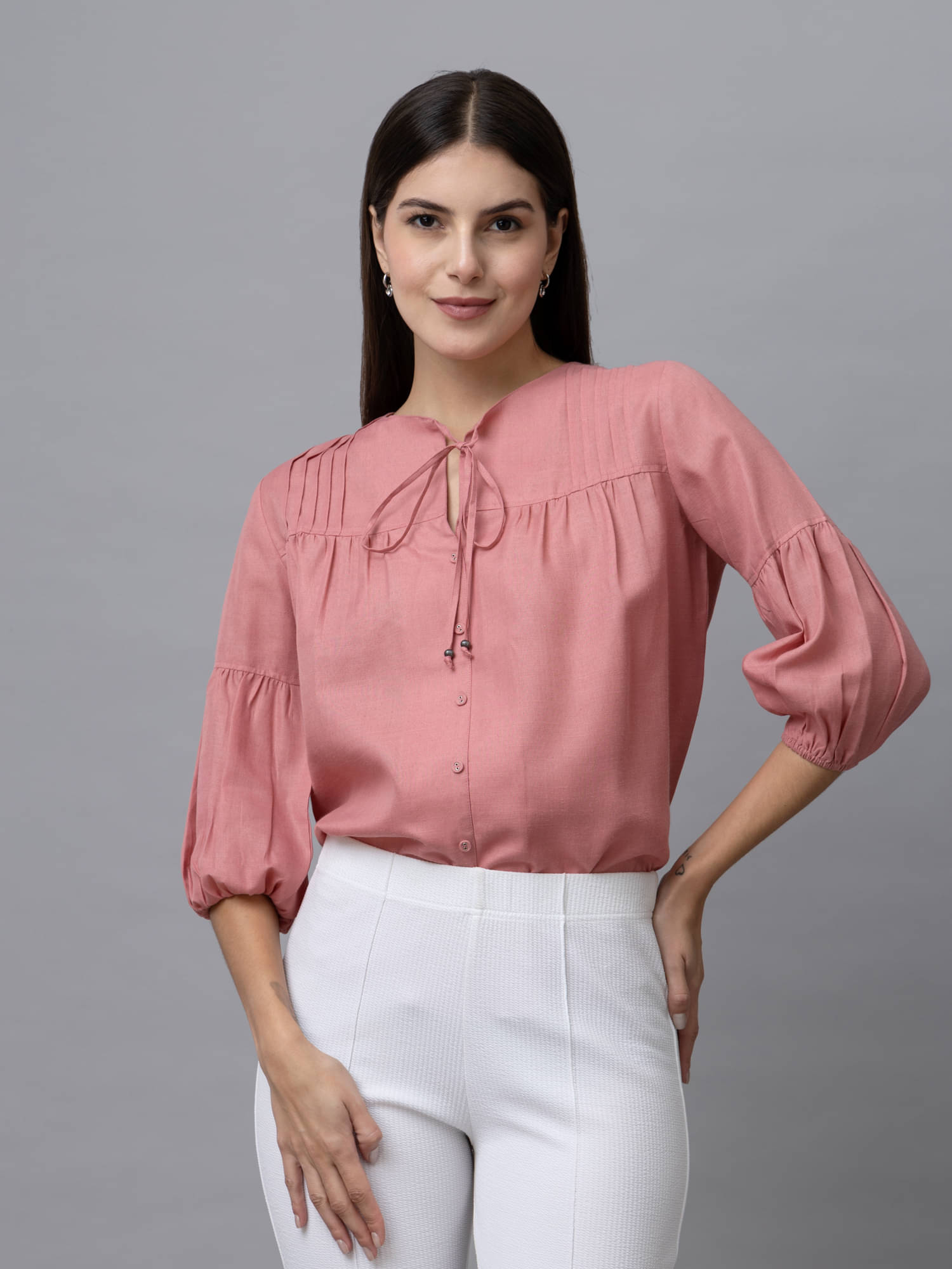 Purys Women's Satin Regular Top ( Pink ) Purys Women's Satin Regular Top ( Pink )