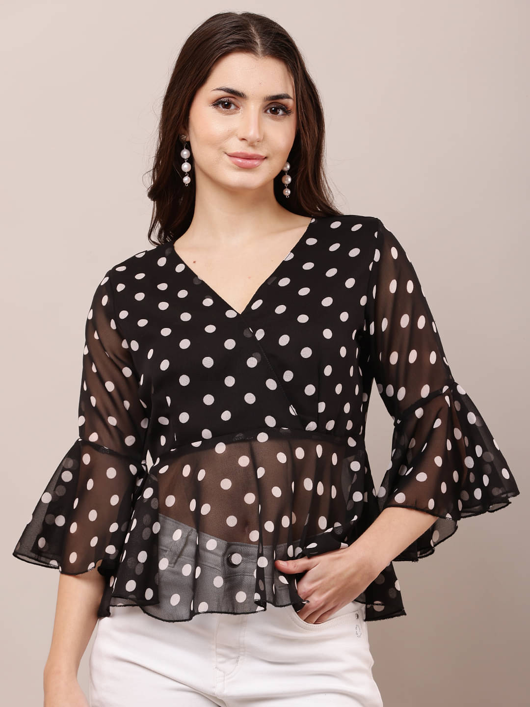     			RC NEOEN Women's Georgette Regular Top ( Black )