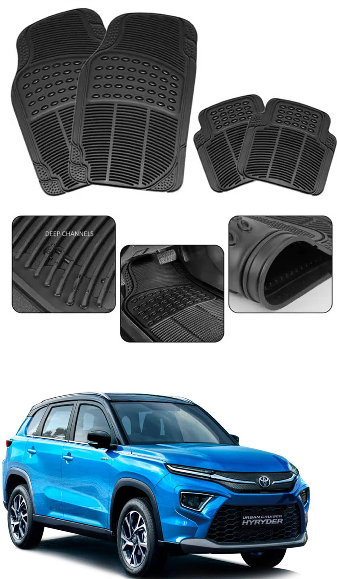 RONISH Car Rubber Mat (Set Of 4) Foot Mat For Toyota Urban Cruser RONISH Car Rubber Mat (Set Of 4) Foot Mat For Toyota Urban Cruser