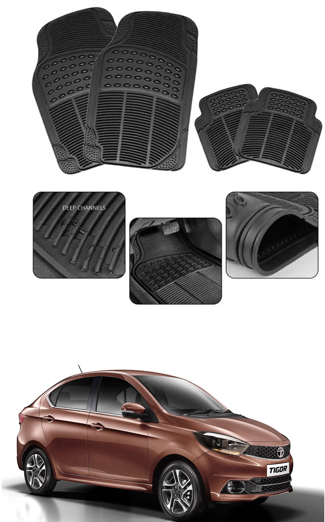     			RONISH Car Rubber Mat (Set Of 4) Foot Mat For Tata Tigor